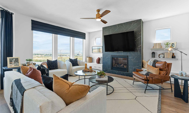 a photo of a family room in a model home