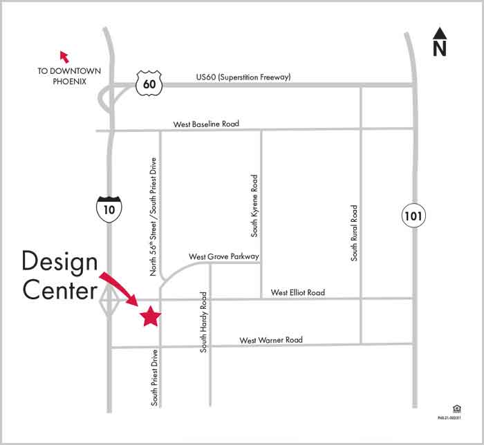 Map to the David Weekley Homes Design Center