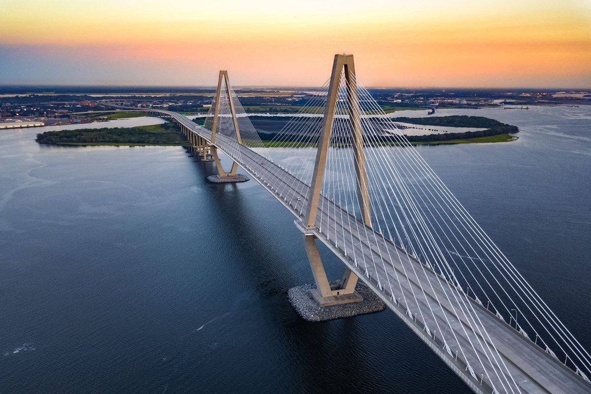 aerial view of The Arthur Ravenel, Jr. Bridge