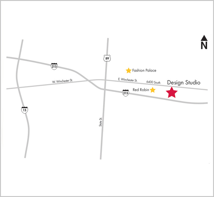 Map to the David Weekley Homes Design Studio