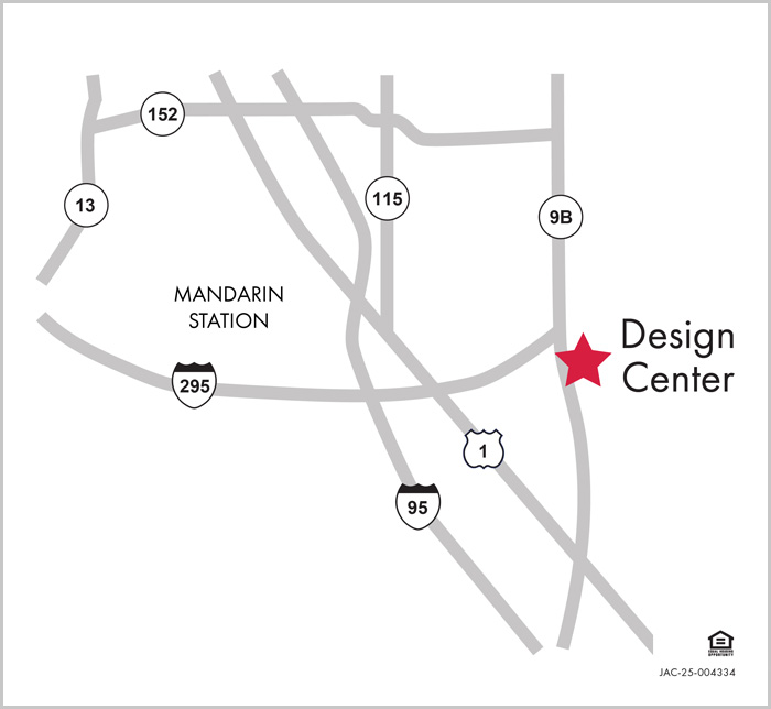 David Weekley Homes Design Center map for Jacksonville, FL