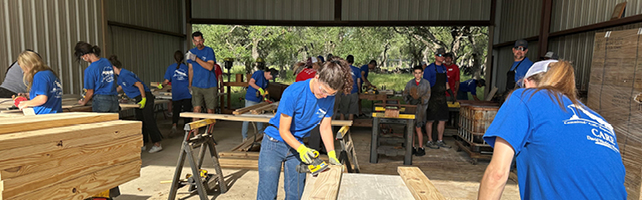 The Austin Team put their hearts and a touch of elbow grease into building 27 bunk beds for Sleep in Heavenly Peace. 