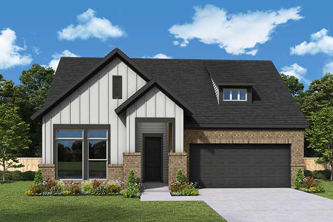 A rendering of the front exterior of a home