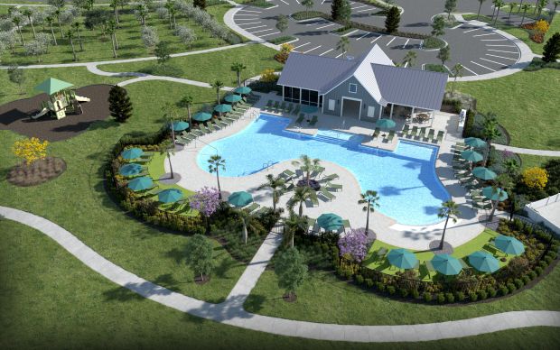 a rendering of the amenity center in Rye Ranch