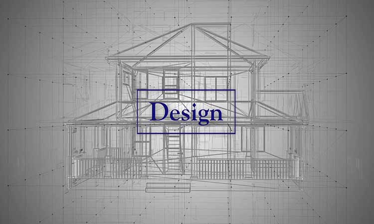 an image of a blueprint with the word Design over it