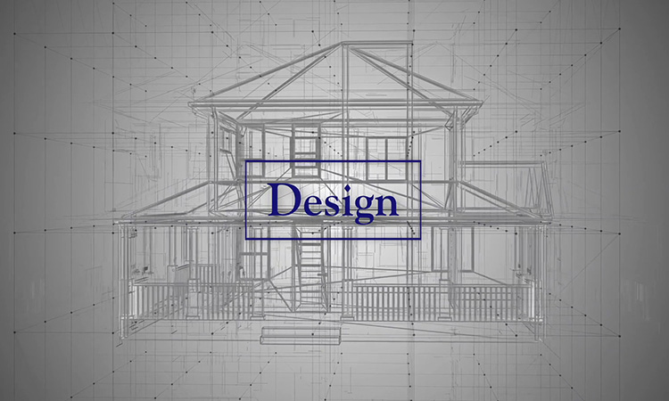 an image of a blueprint with the word Design over it